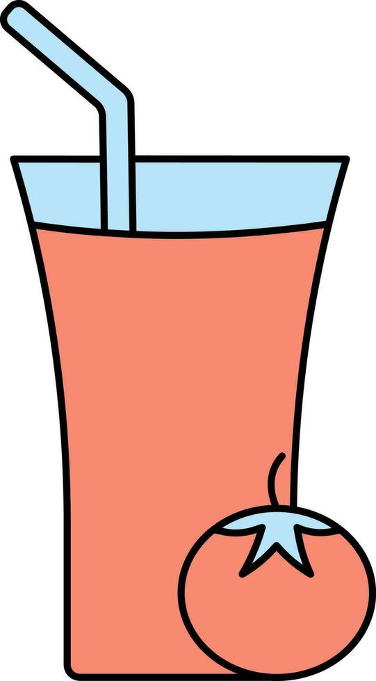 Tomato Juice Glass Icon In Red And Blue Color. vector