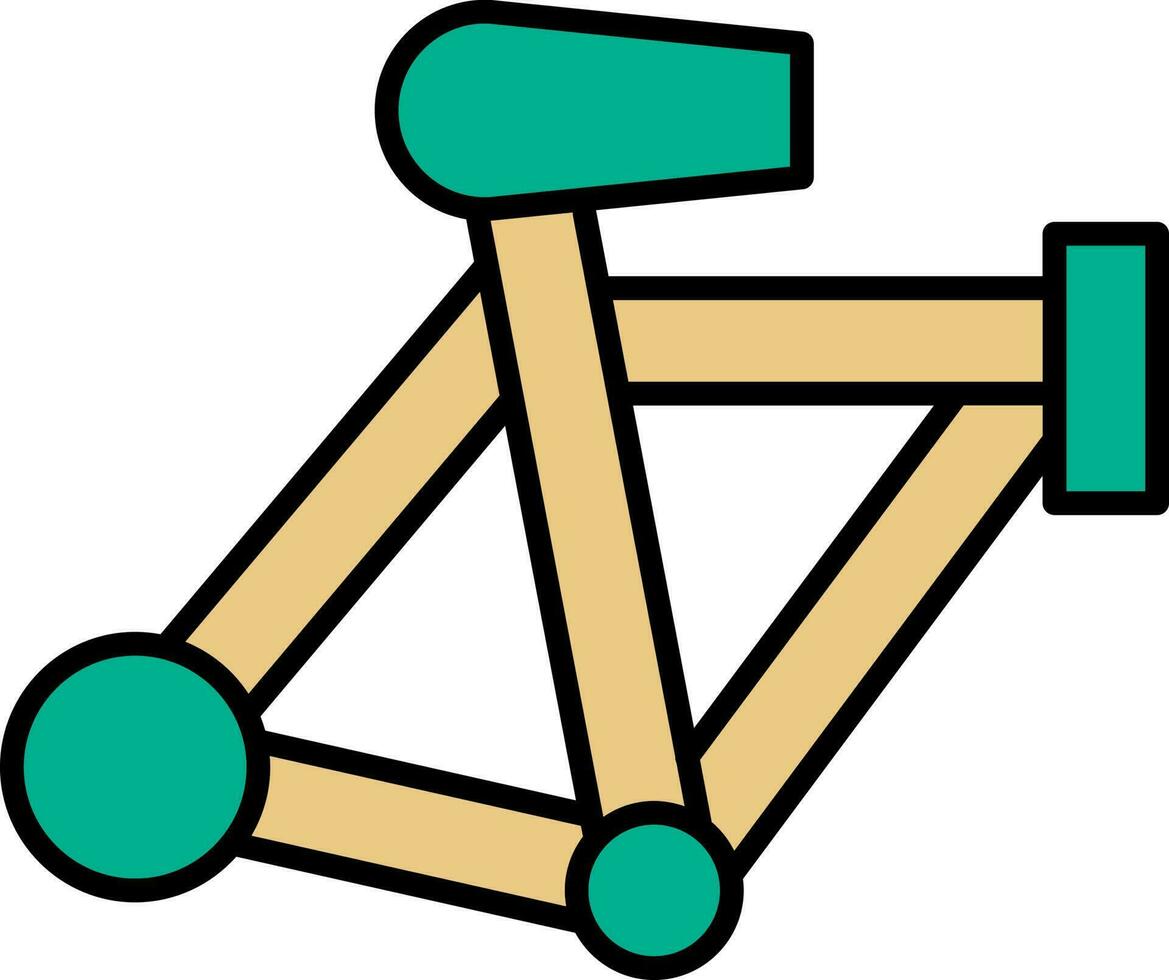 Illustration of Bicycle Frame Icon in Cyan And Yellow Color Outline. vector