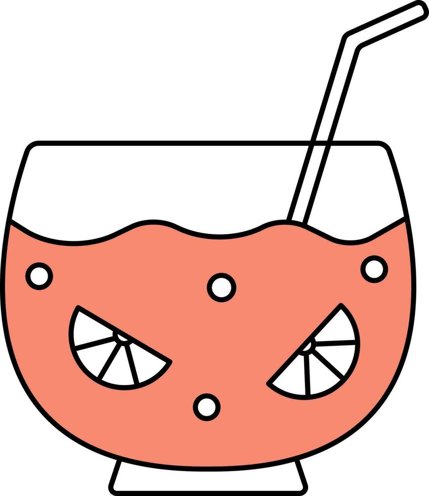 Lemon Or Orange Juice In Punch Bowl Icon. vector