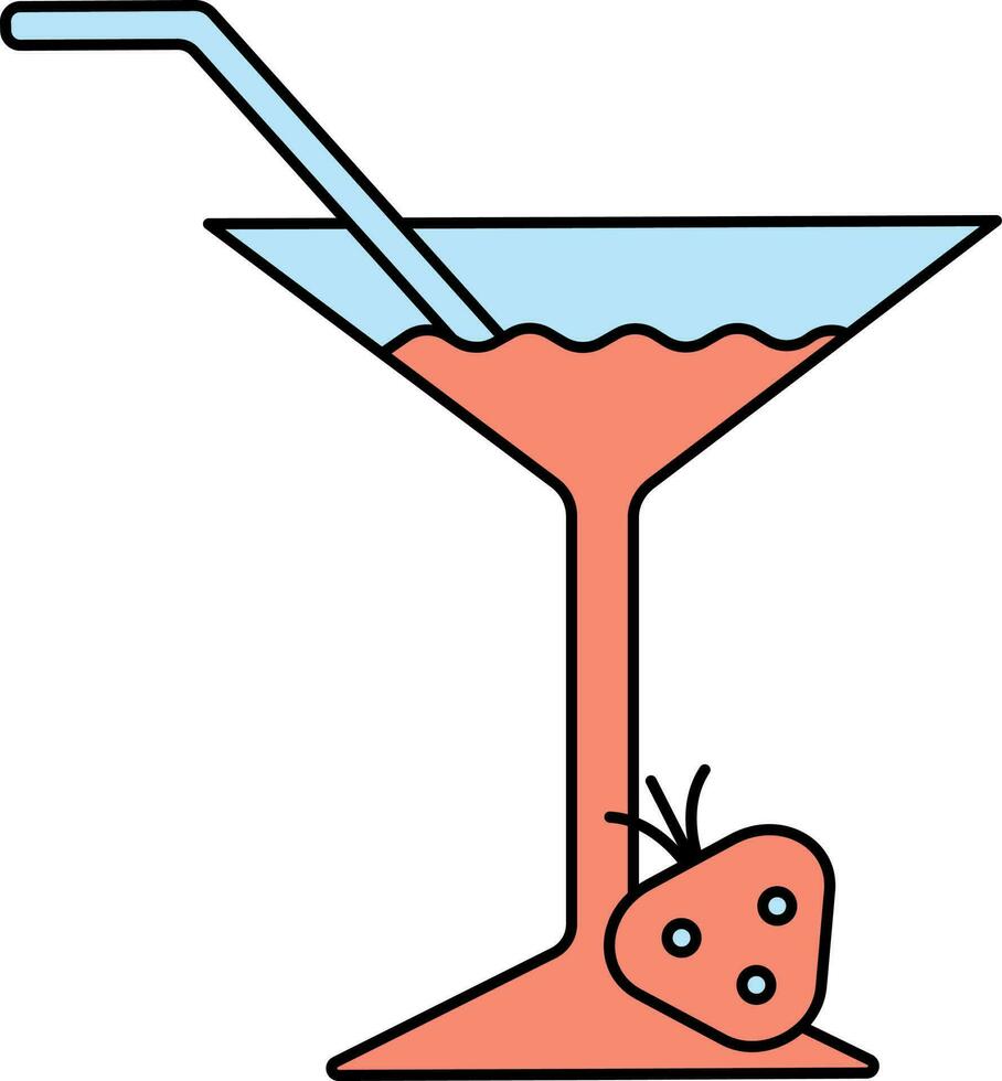 Strawberry Daiquiri Icon In Red And Blue Color. vector