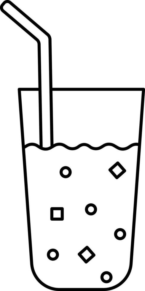 Cold Drink Glass Icon In Black Outline. vector