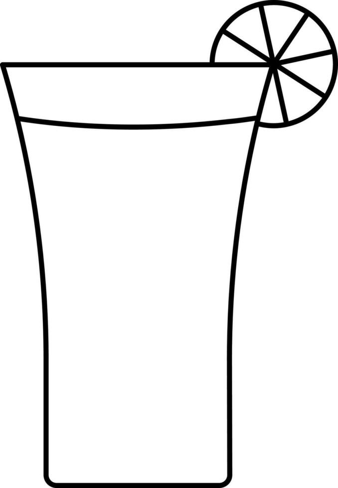 Lemonade Glass Icon In Black Line Art. vector