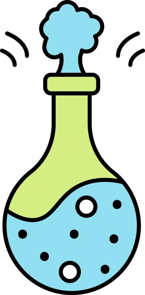 Explosion Chemical Beaker Green And Blue Icon. vector
