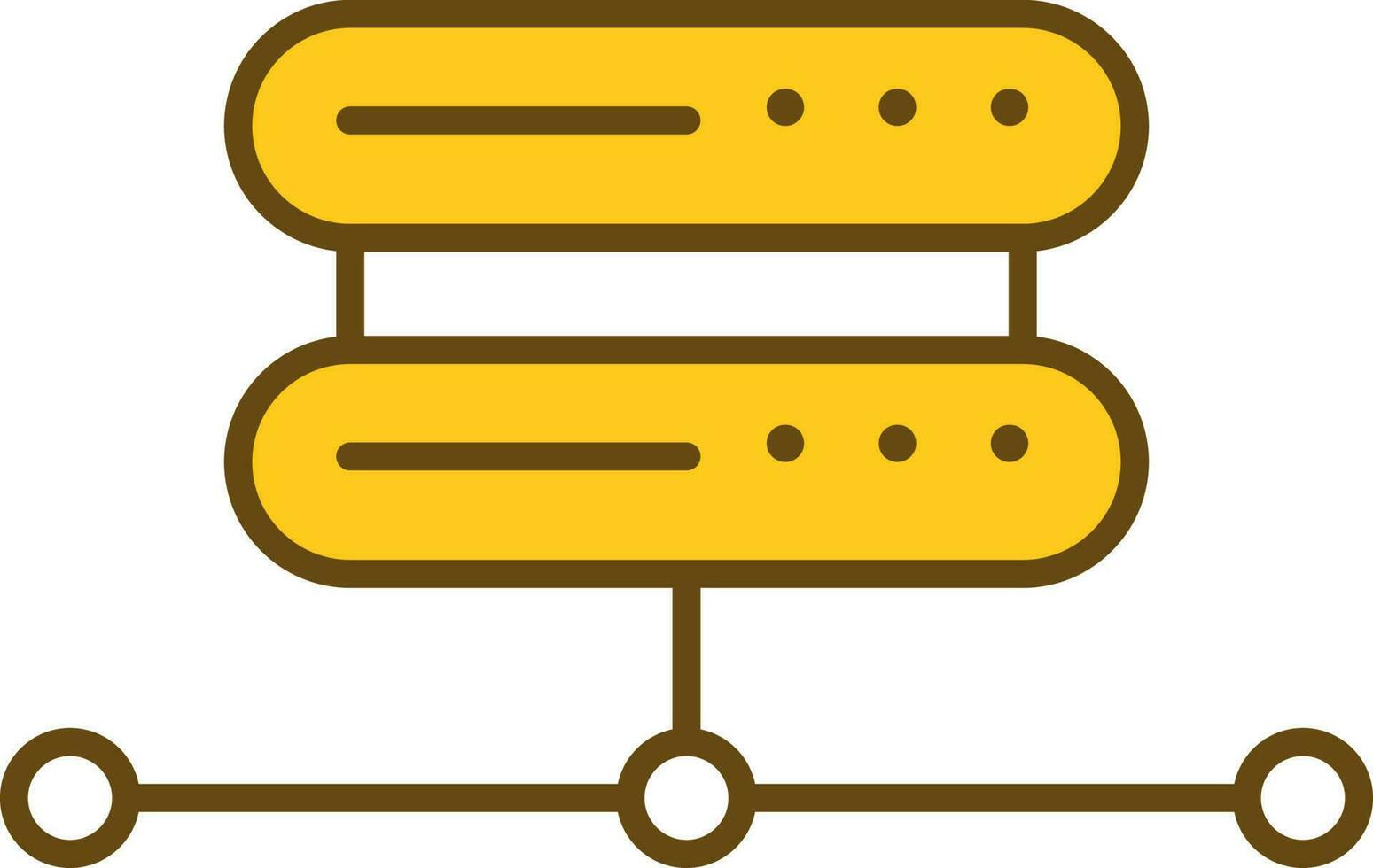 Server Connection Icon In Yellow And Brown Color. vector