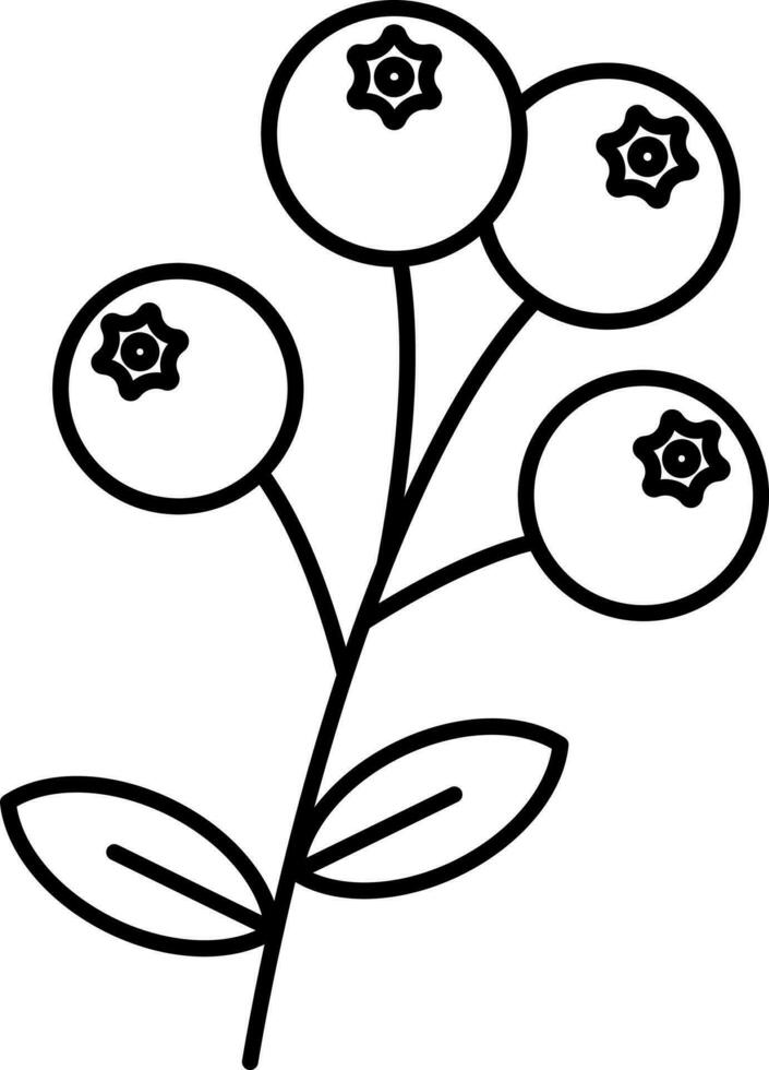 Blueberry Icon In Thin Line Art. vector