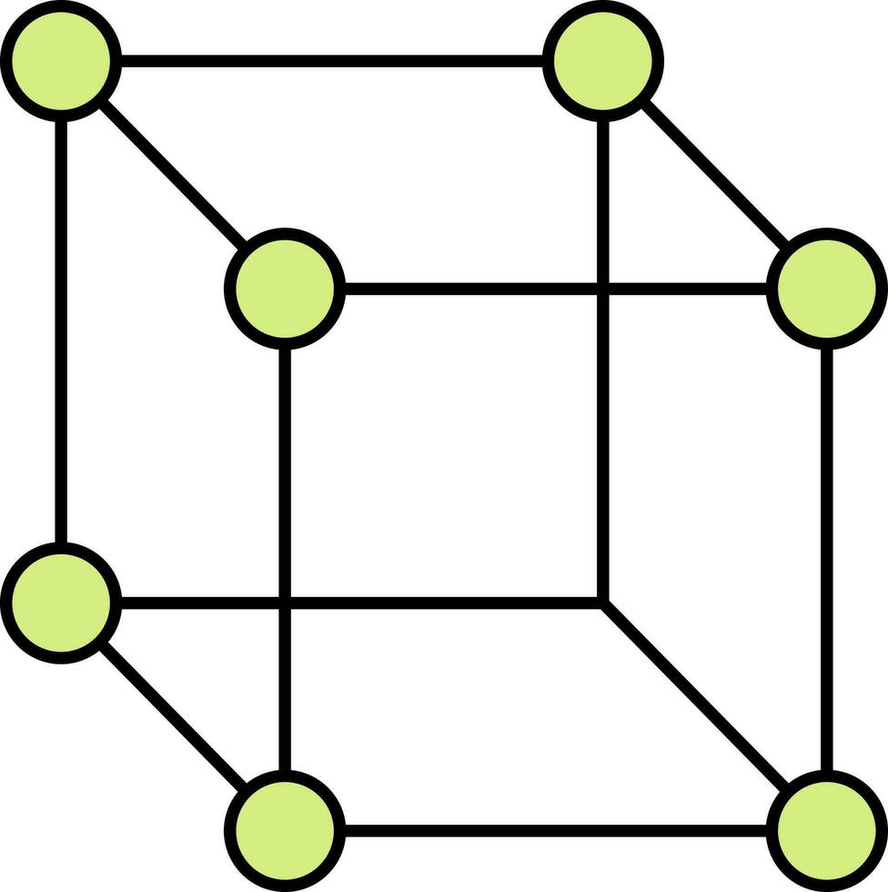 Cube Molecule Icon In Green And Black Color. vector