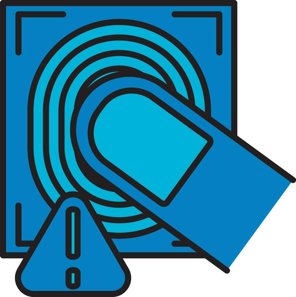 Wrong Fingerprint Scan Icon In Blue Color. vector