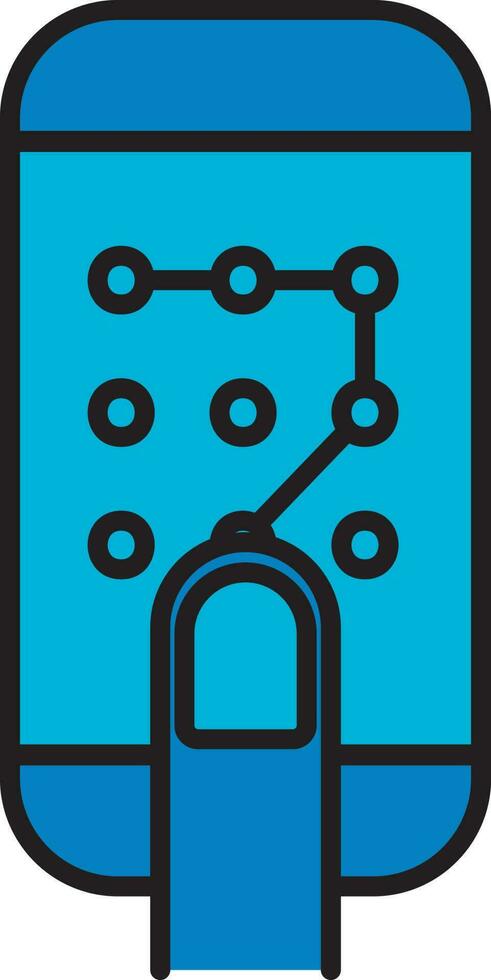 Blue Color Lock Pattern In Smartphone Icon. vector