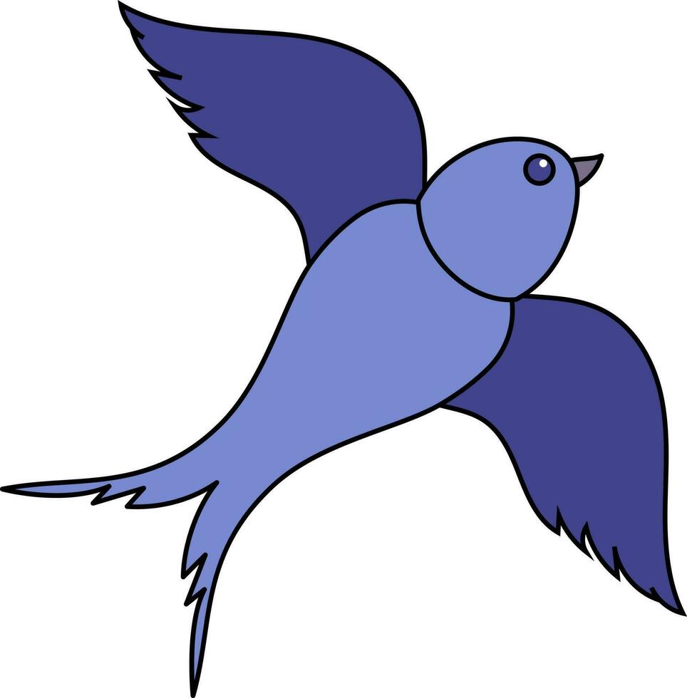 Fly Swallow Cartoon Icon In Blue Color. vector