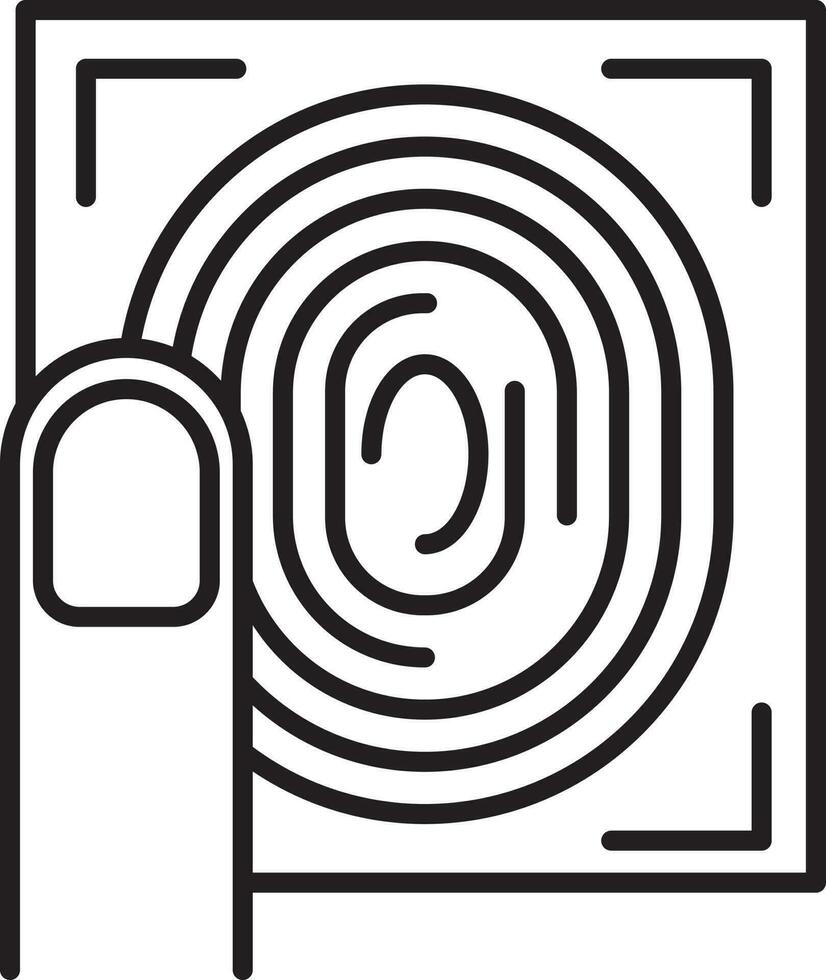 Fingerprint Scan Icon In Black Outline. vector