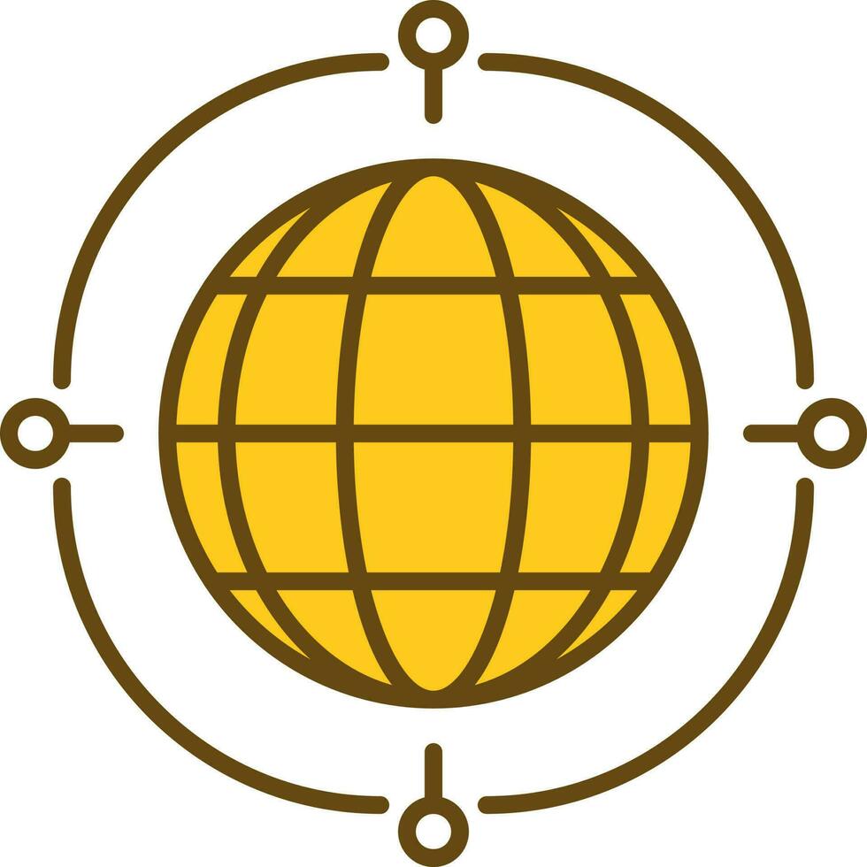 Global Connection Icon In Yellow And Brown Color. vector