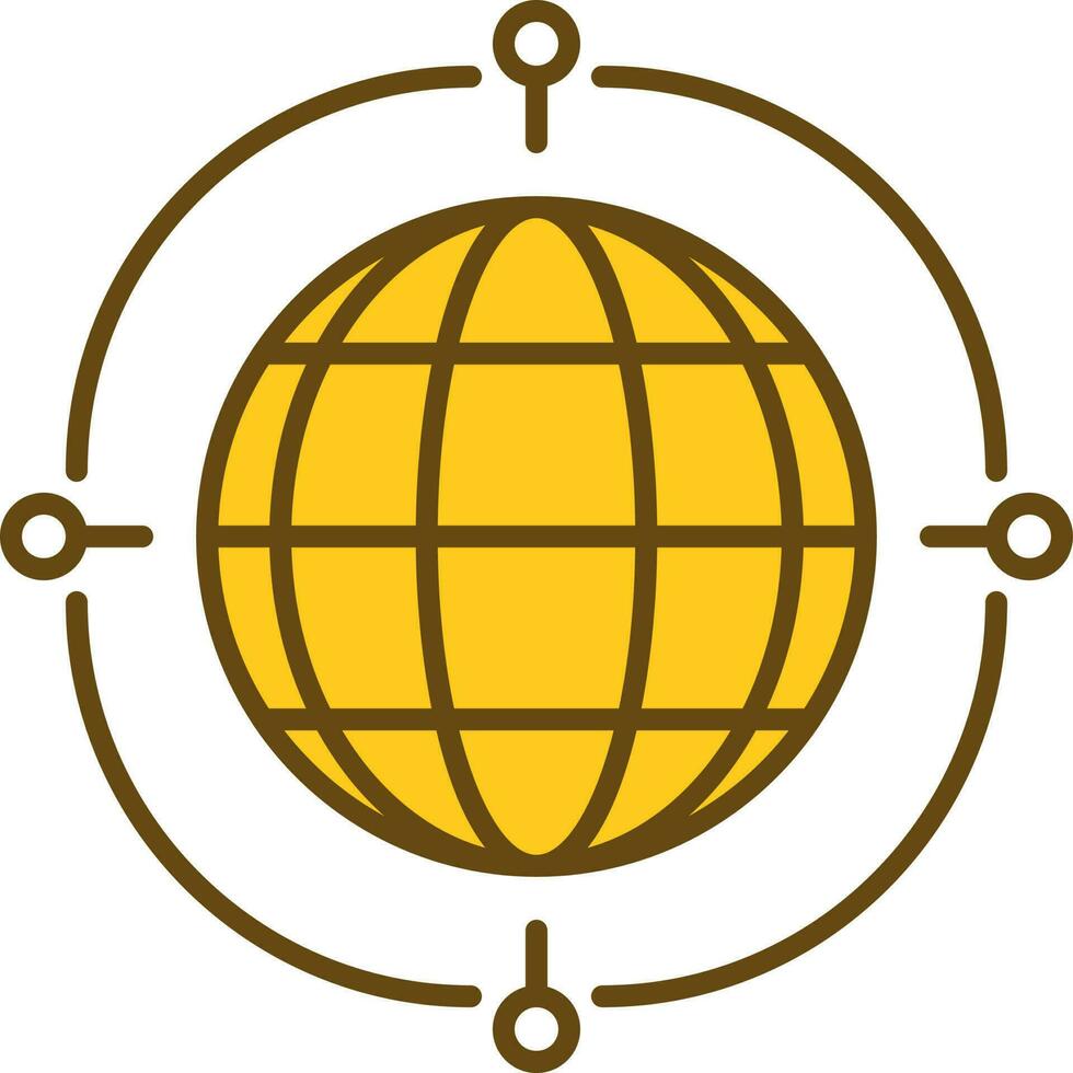 Global Connection Icon In Yellow And Brown Color. vector