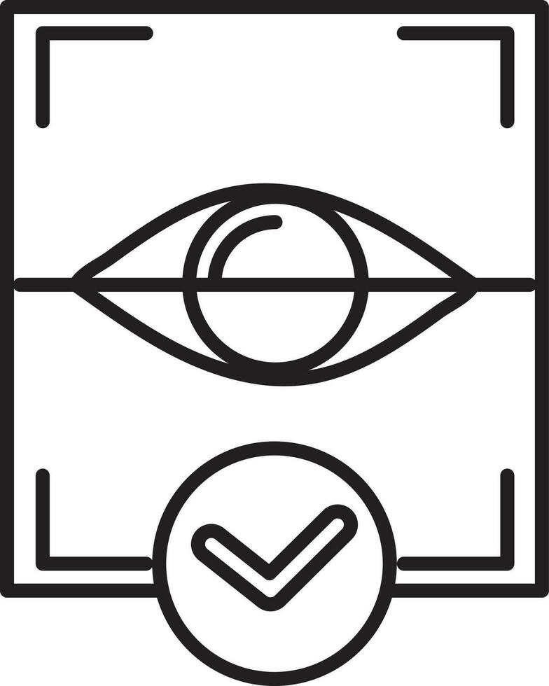 Approve Retina Recognition Icon In Black Outline. vector