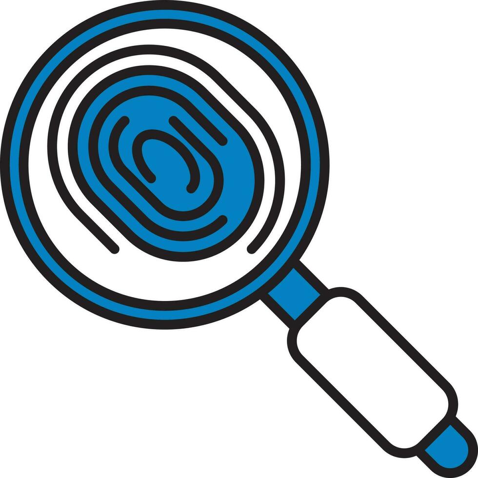 Searching Fingerprint Icon In Blue And White Color. vector