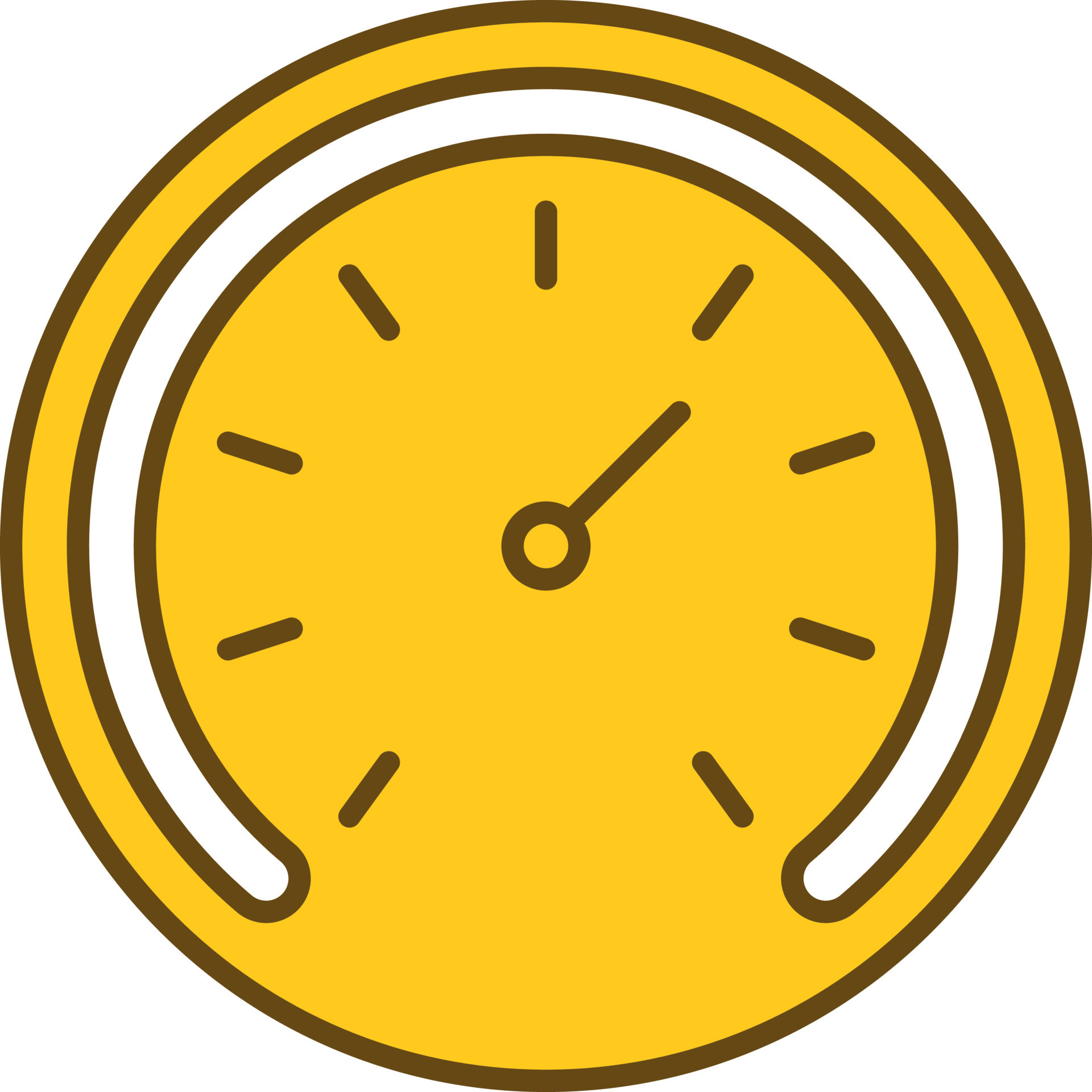 White And Yellow Speedometer Icon In Flat Style. 24195101 Vector Art at
