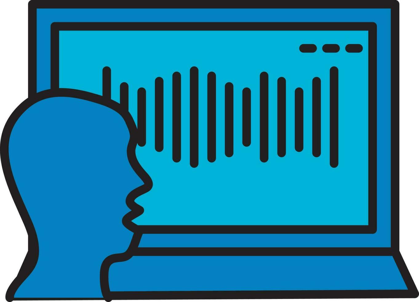 Blue Color Human Voice Recording In Laptop Icon. vector