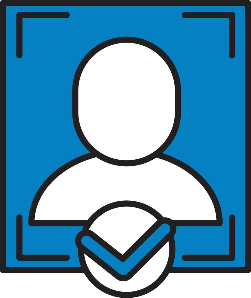 Approved Face Recognition Icon In Blue And White Color. vector