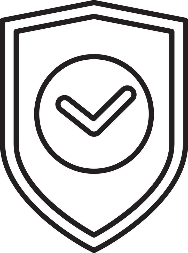 Approved Shield Icon In Black Outline. vector