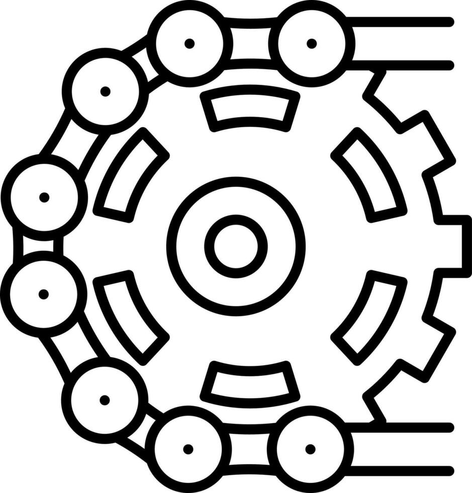 ilustración de rotado cadena engranaje icono en Delgado línea Arte. vector