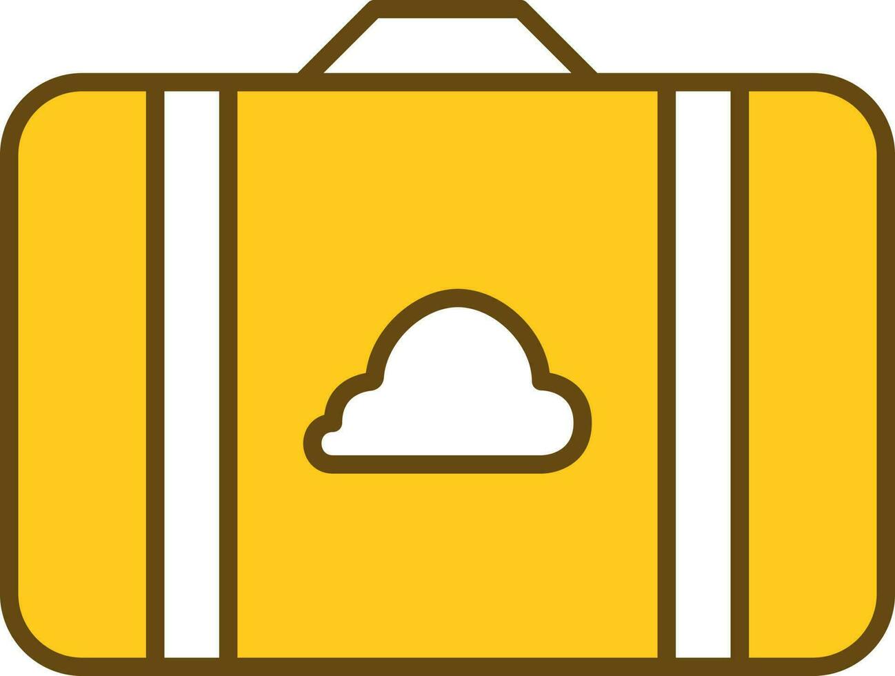 Cloud Symbol Briefcase Icon In Yellow And White Color. vector