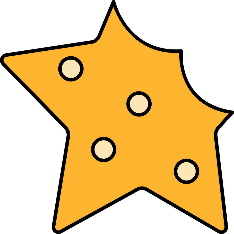 Star Shapes Cookie Icon In Yellow Color. vector