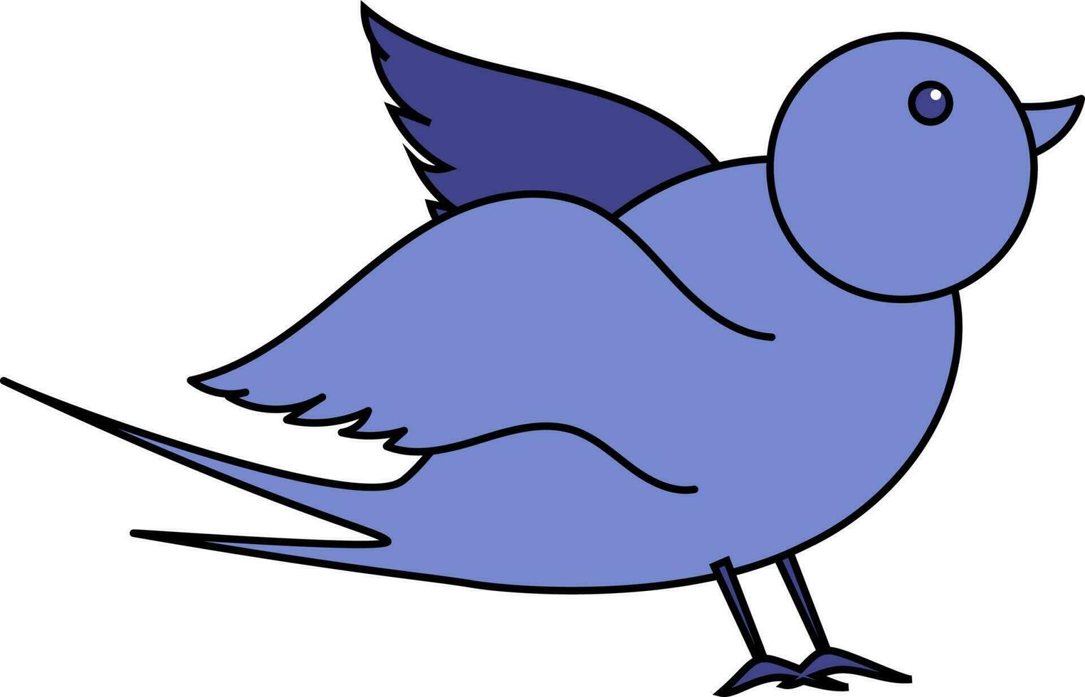 Sit Swallow With Feathers Up Blue Icon In Flat Style. vector