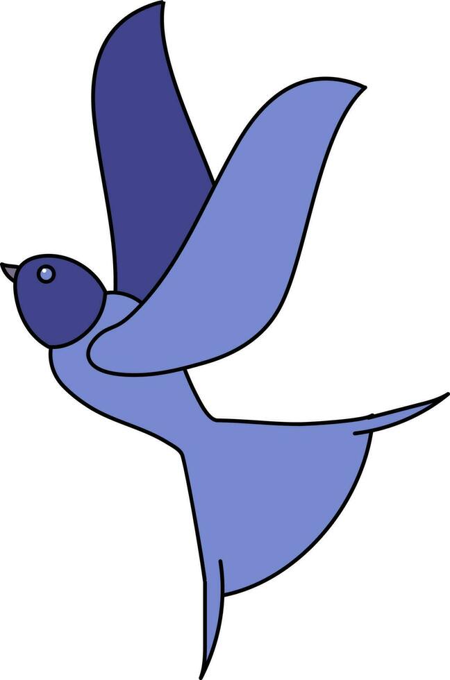 Cartoon Character Of Fly Swallow Blue Icon. vector