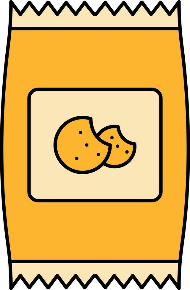 Cookie Packet Icon In Yellow Color. vector