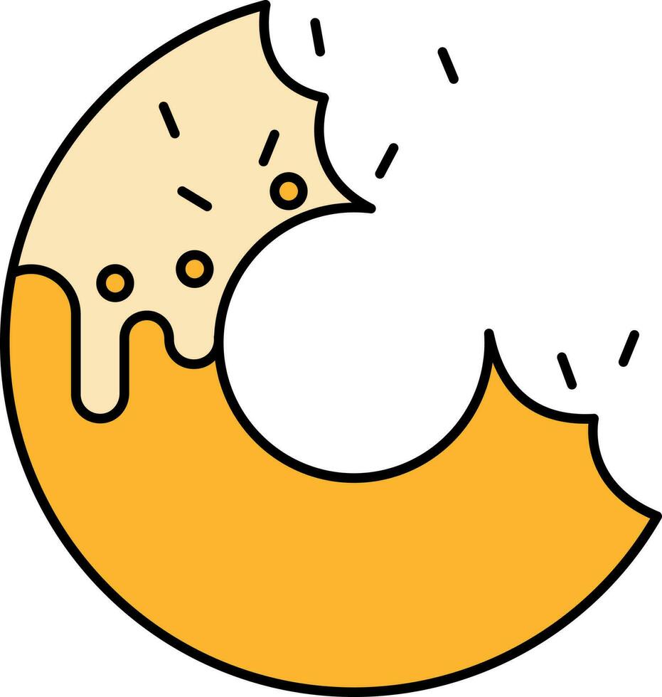 Illustration of Donut Slice Icon In Yellow Color. vector