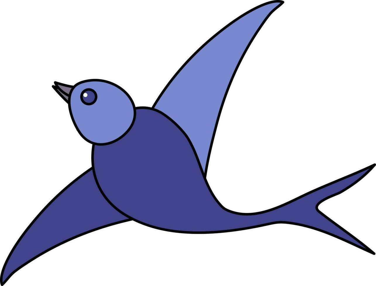 Fly Swallow Bird Icon In Blue Color. vector