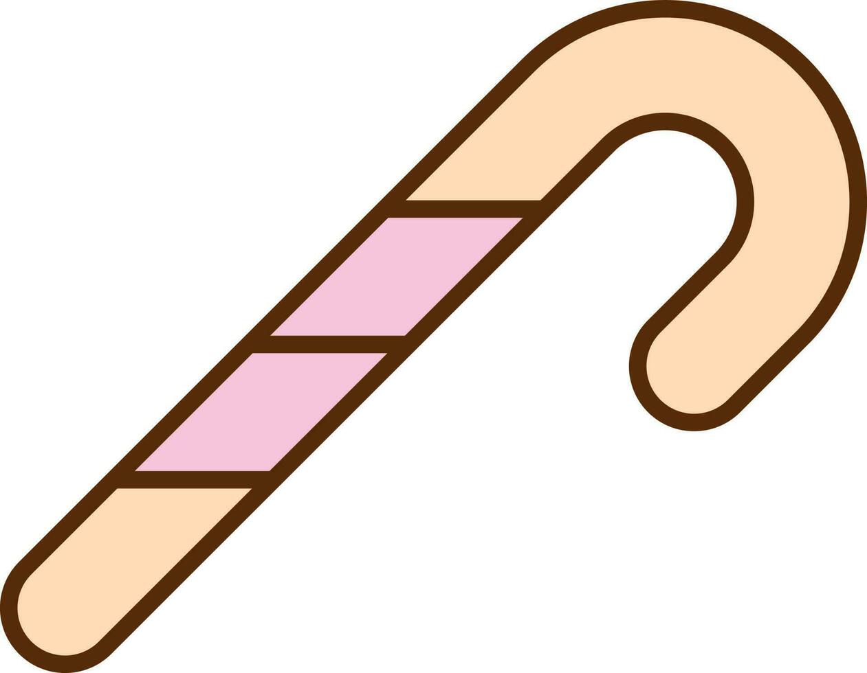 Isolated Candy Cane Icon In Pink And Peach Color. vector