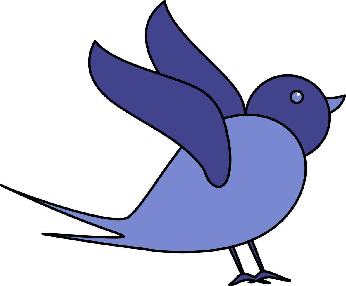sentar golondrina con plumas arriba azul icono. vector