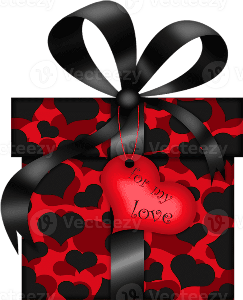 liefde dag zwart en rood geschenk met harten rood zwart Valentijnsdag dag png