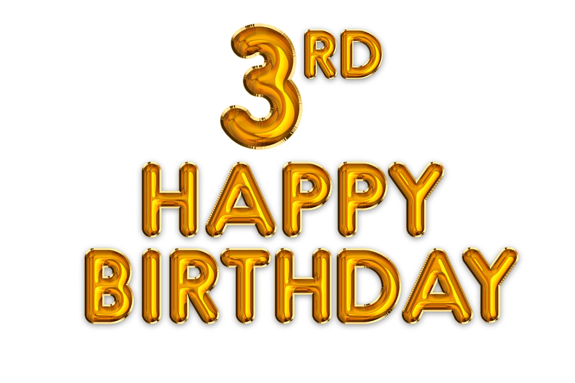 Happy 3rd Birthday Gold Balloon 24195334 PNG