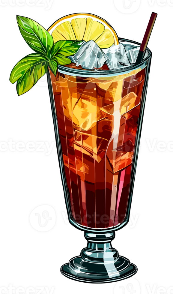Cocktail glass isolated. Clip art illustration style. png