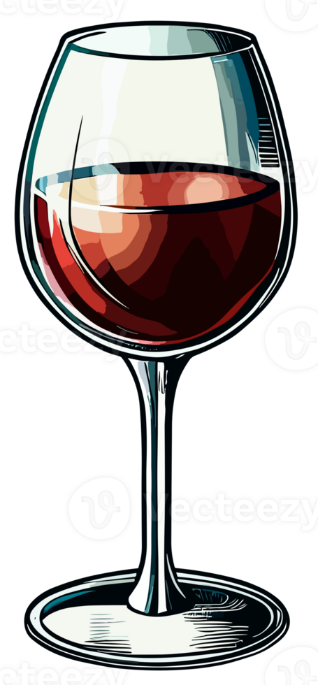 röd vin glas isolerat. klämma konst illustration stil. ai genererad png