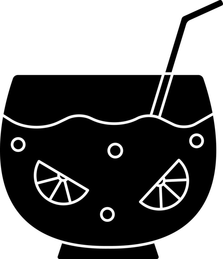 Glyph Style Lemon Or Orange Juice In Punch Bowl Icon. vector