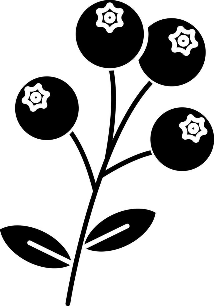 Blueberry Icon In Glyph Style. vector