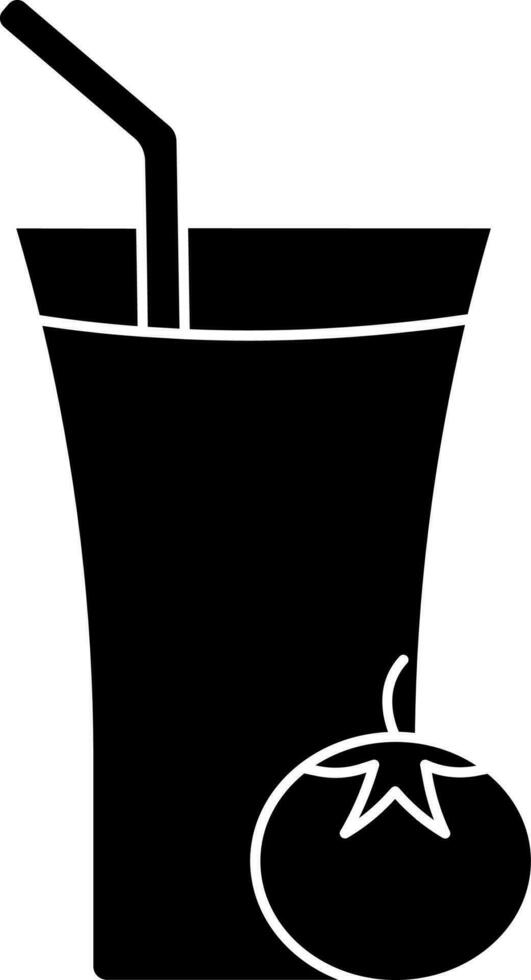 tomate jugo vaso icono en negro y blanco color. vector