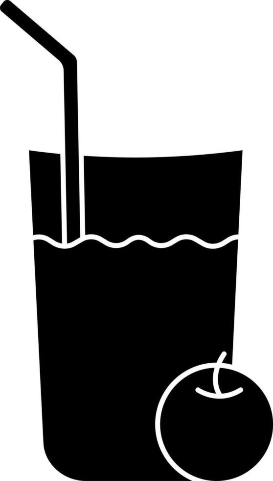 Orange Juice Glass Icon In Black And White Color. vector