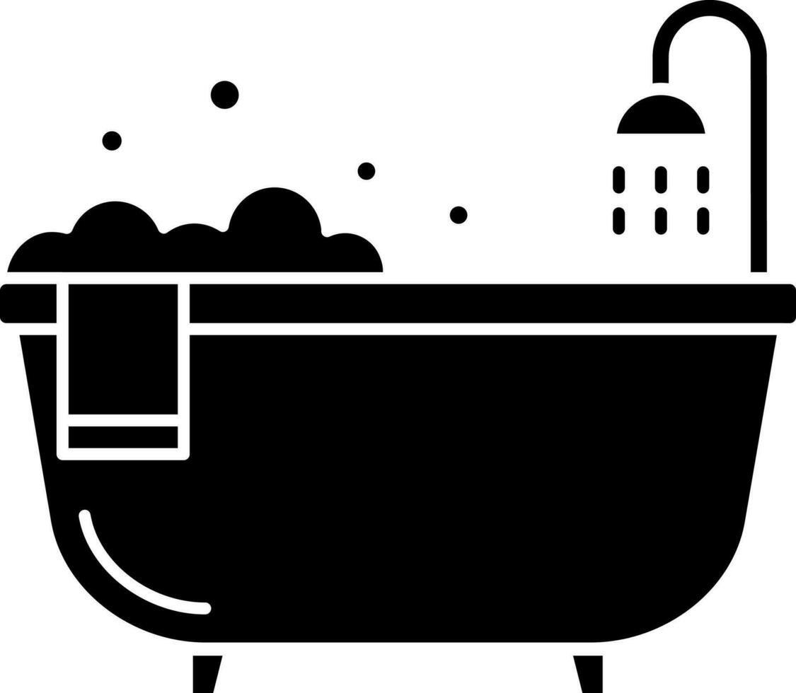 Flat Style Bathtub Icon in Glyph. vector