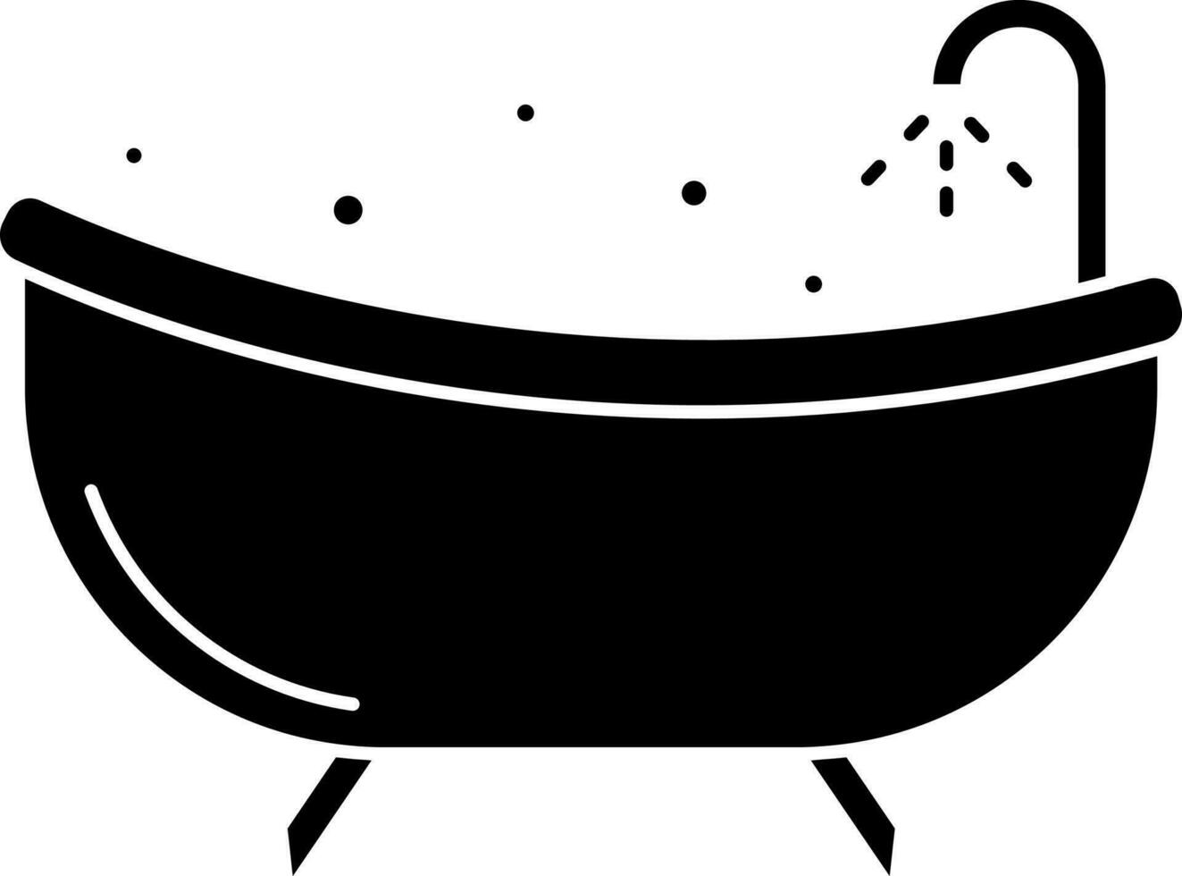 Vector Illustration Of Bathtub in Black Color.