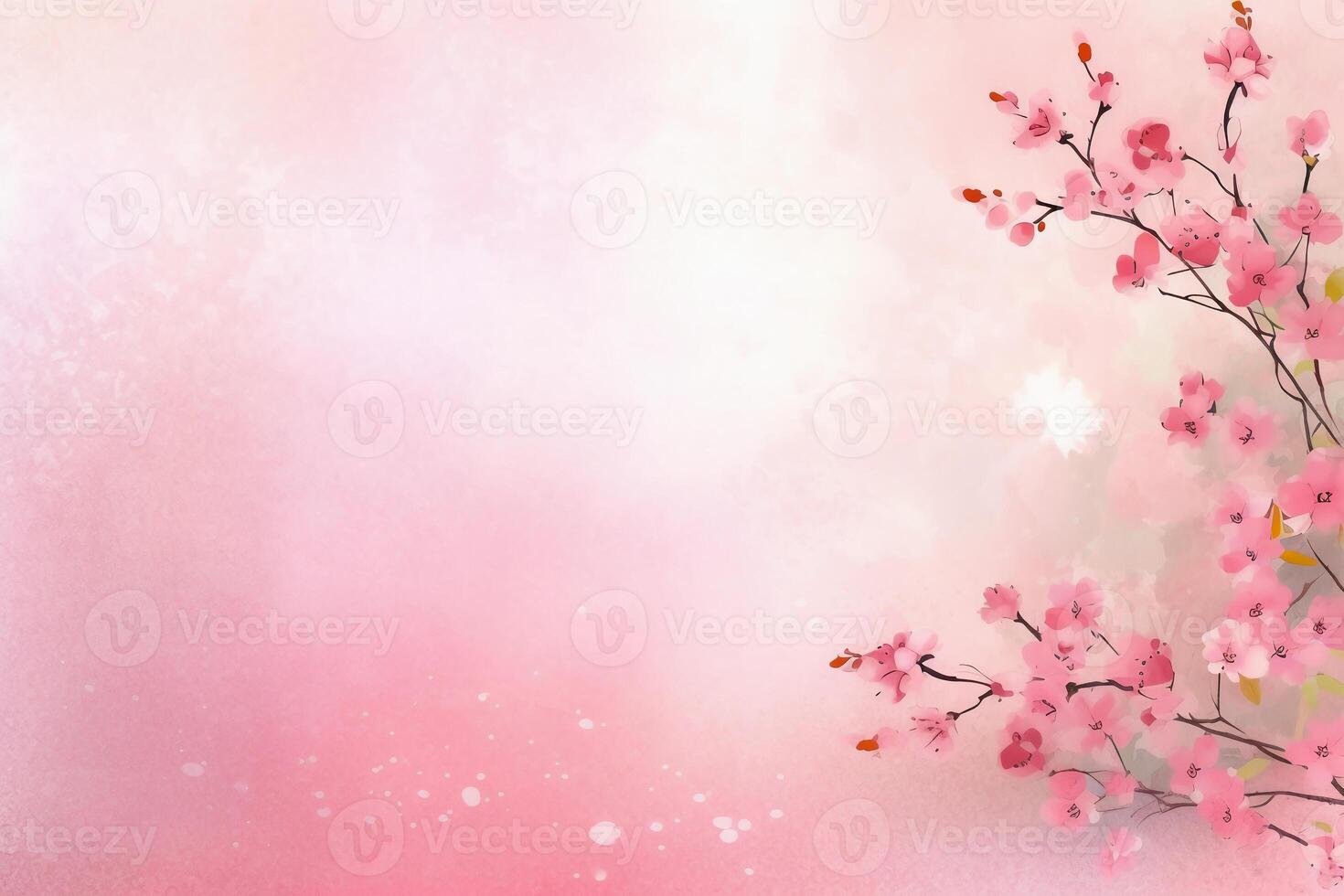 light pink background paper texture tiny petal flower painting in watercolor style. photo