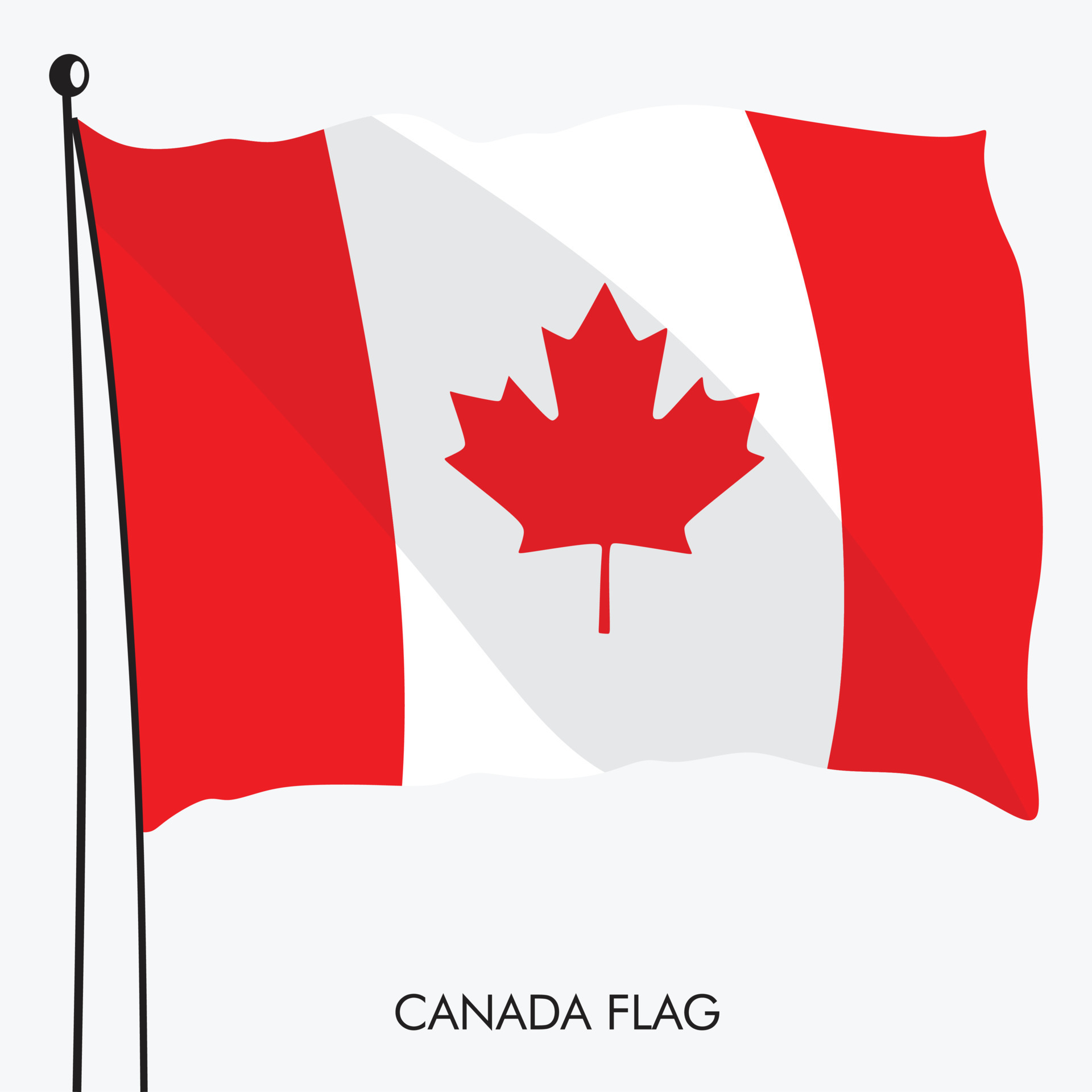A canadian flag with a maple leaf on it and vector illustration of