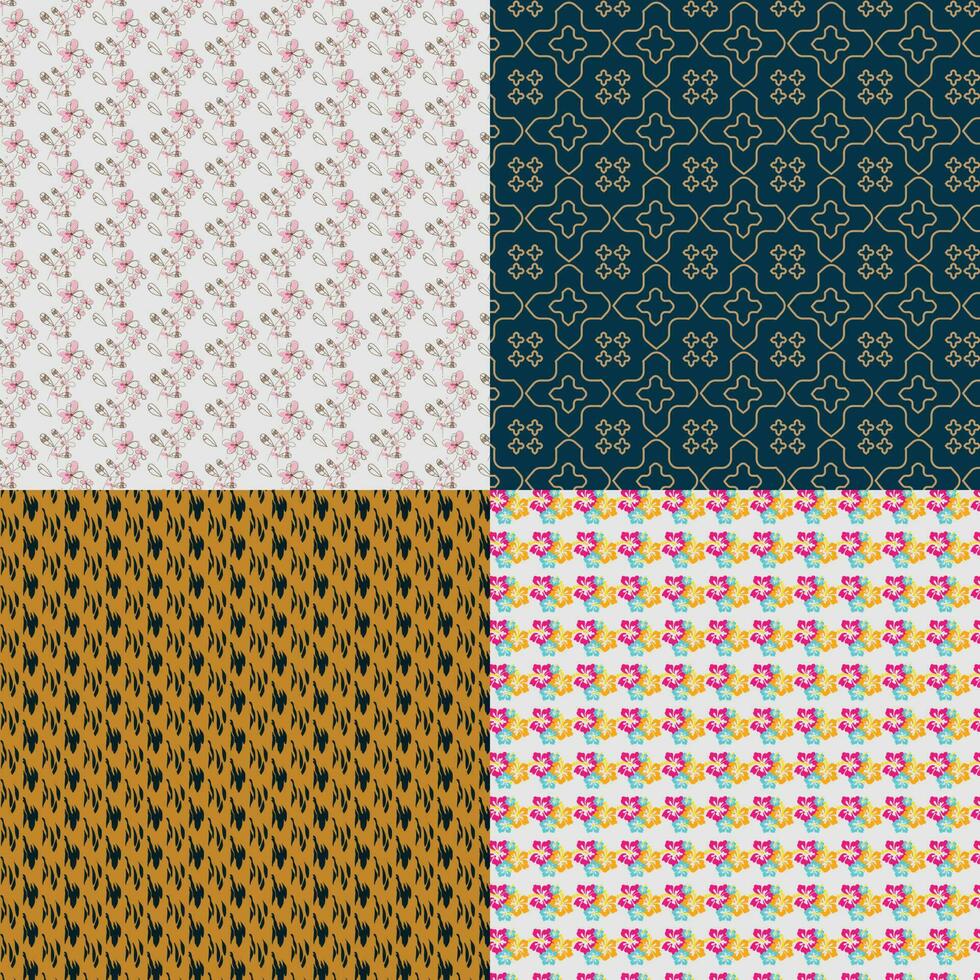 Set of seamless patterns of wild flowers on white baground. Texture for paper, textckiles, wallpaper vector