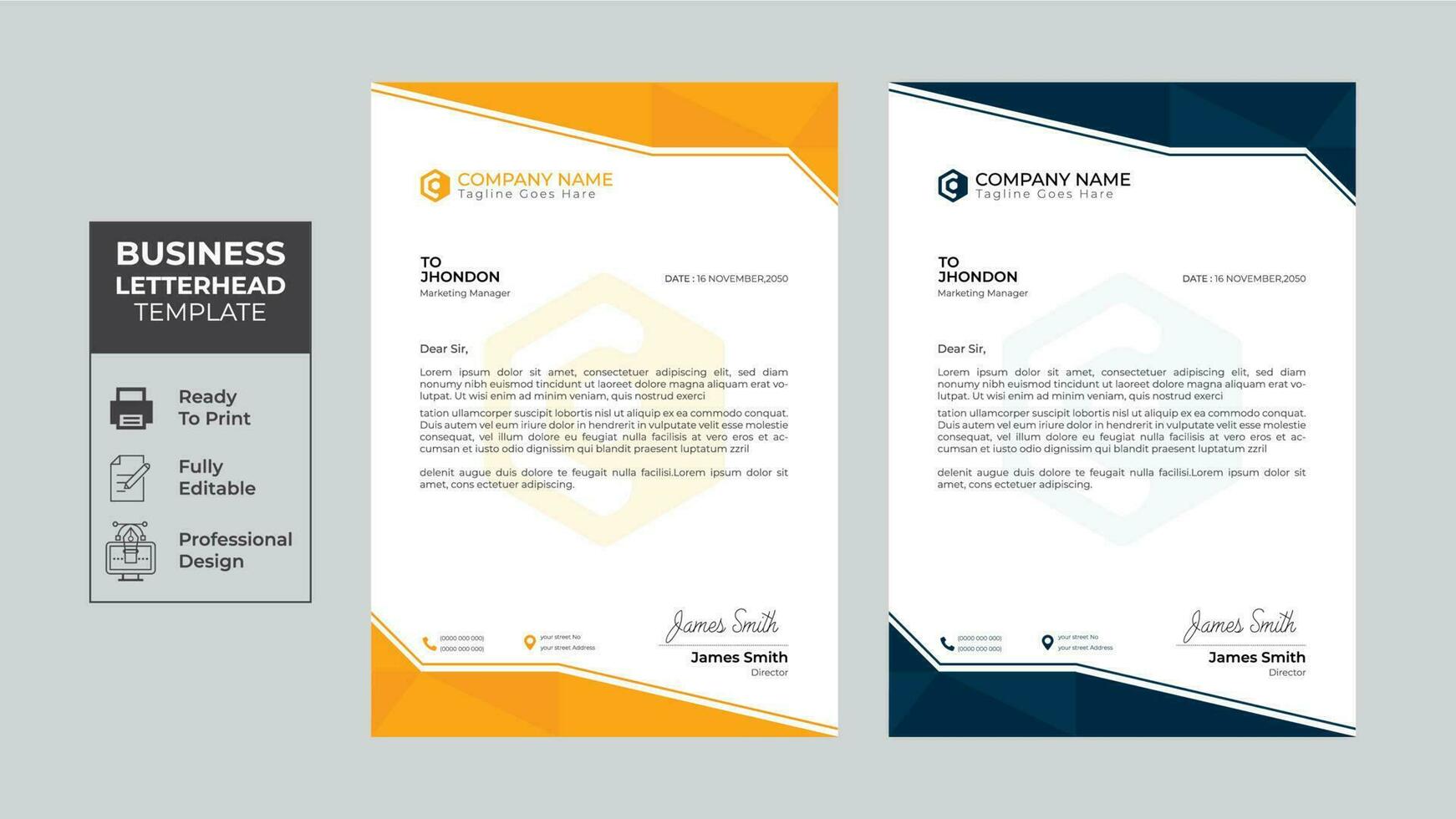 modern and professional business style letterhead design template vector