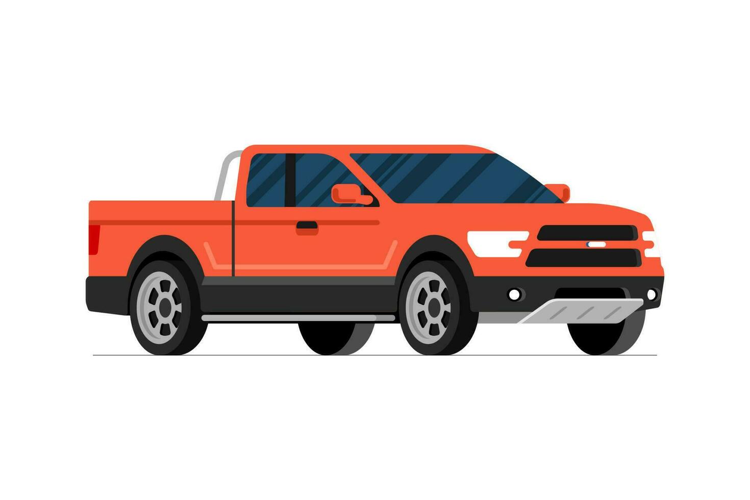 American suv pickup. 4x4 red truck isometric view. Off-road car on white background. Modern offroad transport. Passenger vehicle with cargo body isolated vector eps illustration in flat style