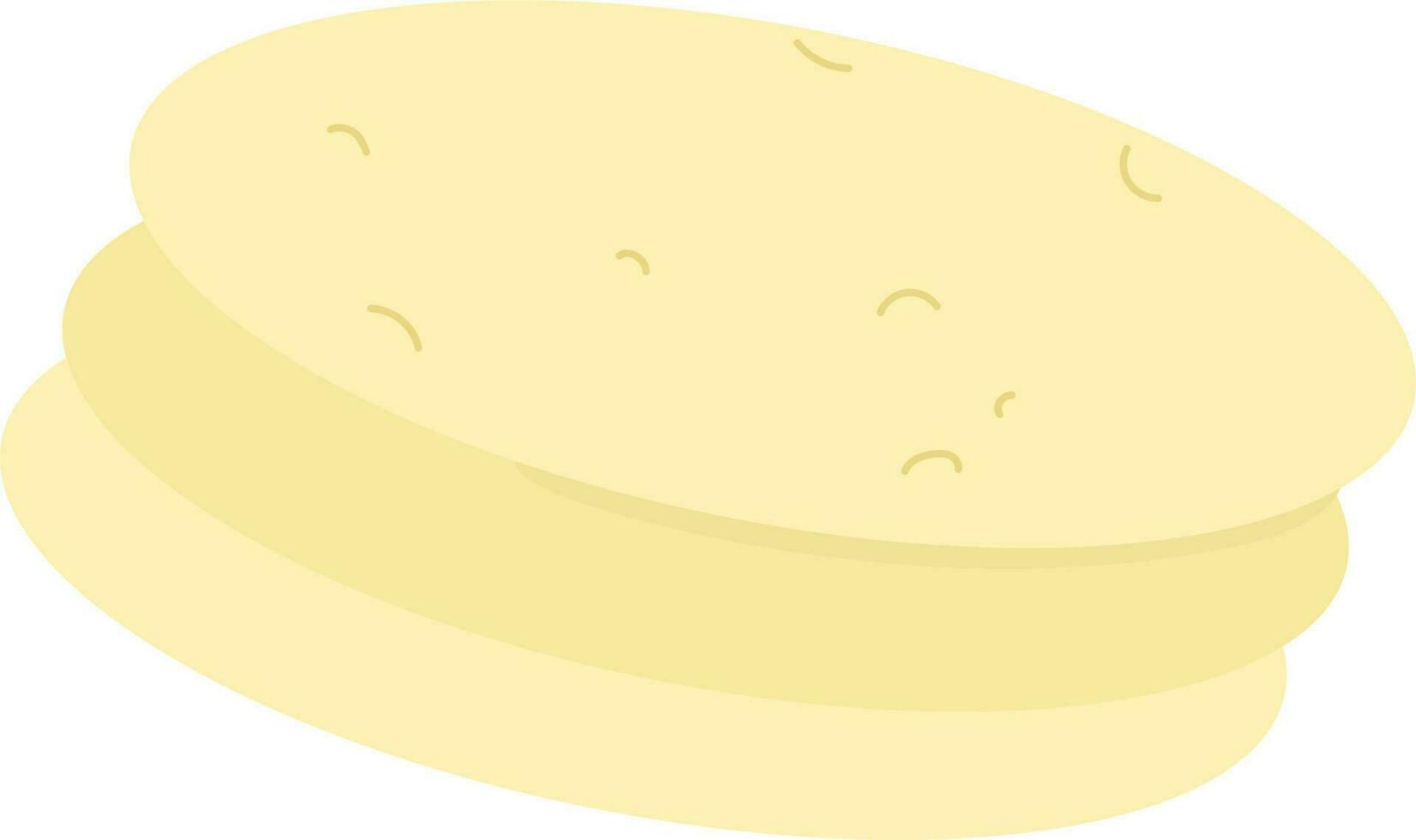 Isolated Canai Roti Flatbread Icon In Flat Style. vector