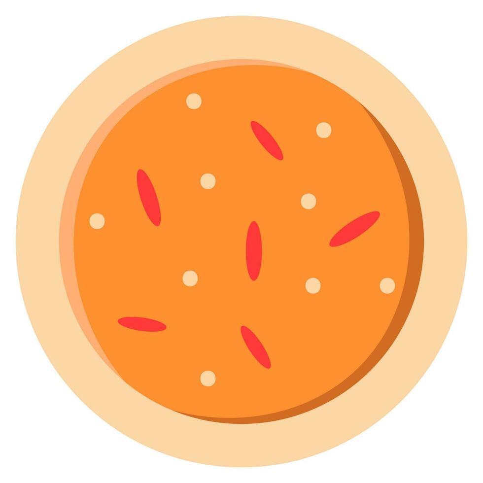 Tope View Of Gujarati Dal Lentils Bowl Orange Icon. vector