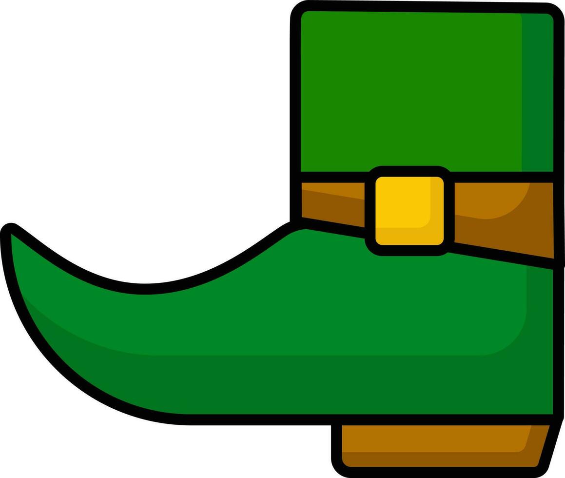 Leprechaun Shoe Flat Icon In Green Color. vector